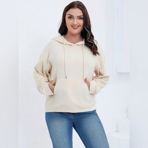 Plus Size Drawstring Kangaroo Pocket Hoodie
